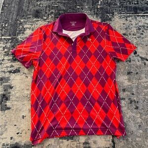 Good Good Golf Men's Argyle Polo Shirt in Red and Purple